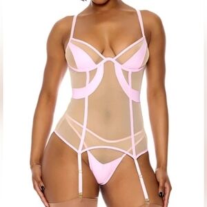 Catch My Wave Mesh Bustier Lingerie Set